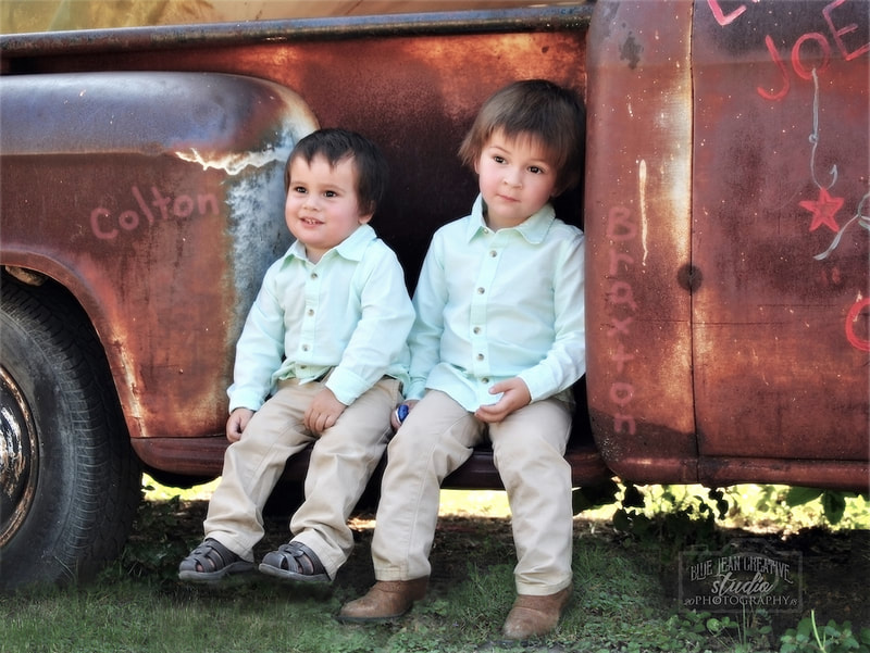 Boys on old truck